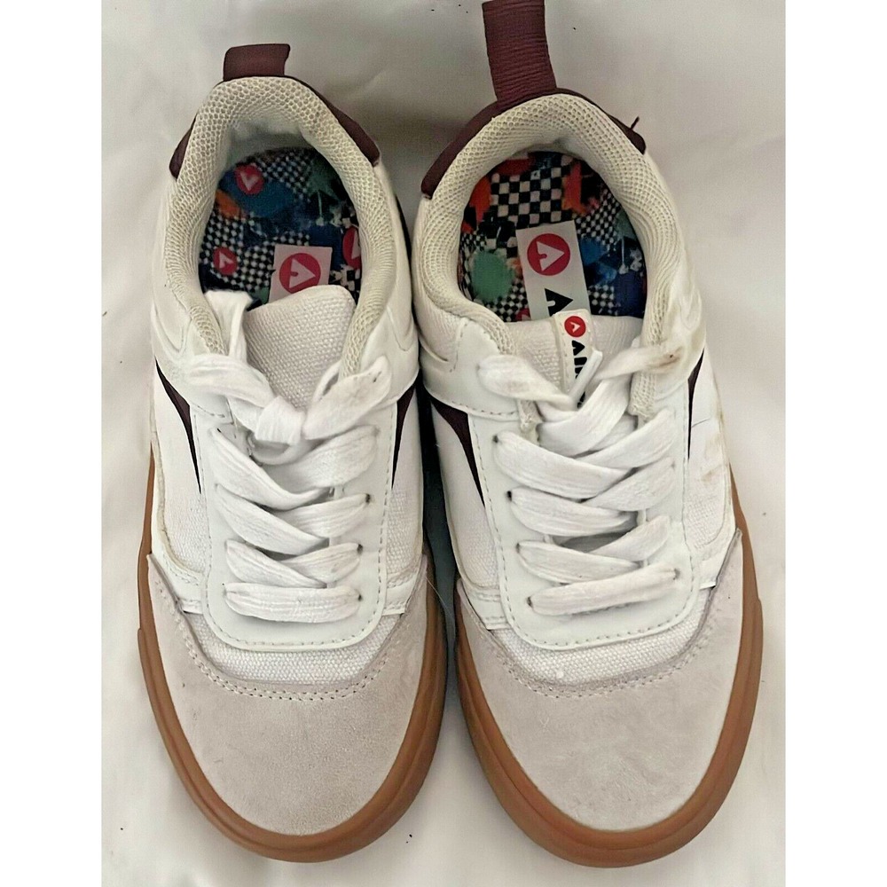 Airwalk Youth Skate Sneakers White Burgundy Grey Suede BYAK23ES006 Size 13 Kids